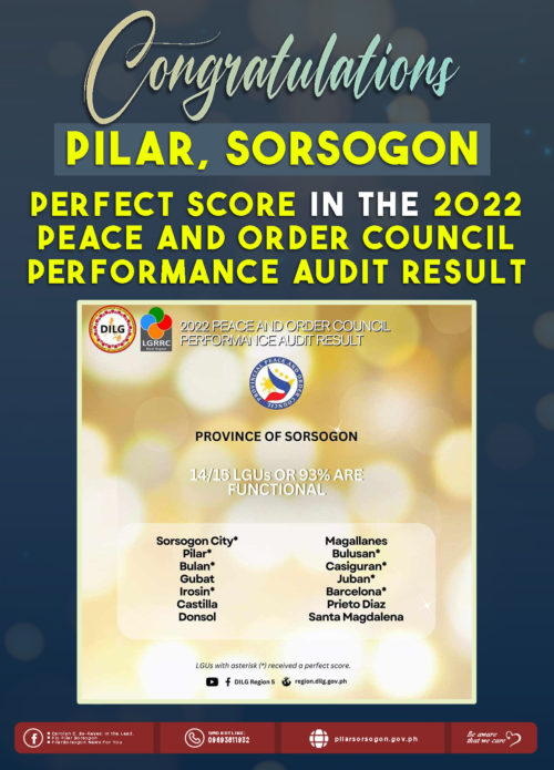 The Local Government Unit Of Pilar Attained A Perfect Score In The